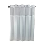 Hang2It Herringbone Shower Curtain, Window, Snap-Away Removeable Liner, 72x77, White
